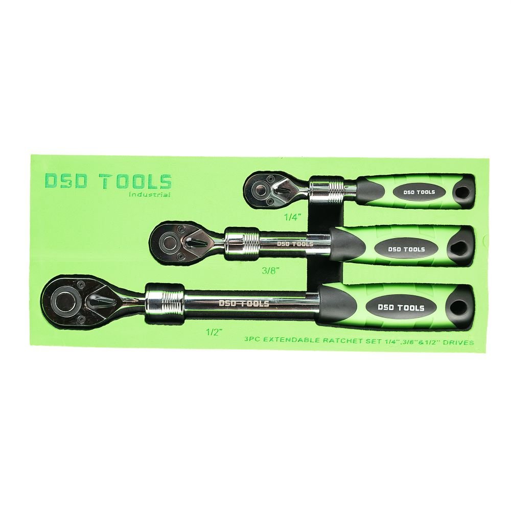 DSD TOOLS 3PC EXTENDABLE RATCHET SET 1/4", 3/8" & 1/2" DRIVES DS1085 image 5