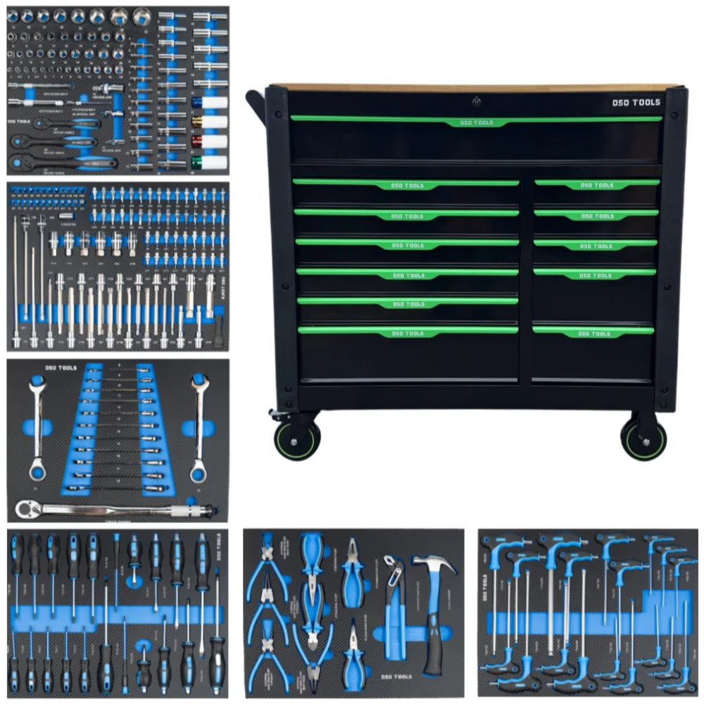 DSD TOOLS 12 DRAWERS CASTER MOUNTED ROLLER TOOL CHEST CABINET TOOLS INCLUDED DS1063