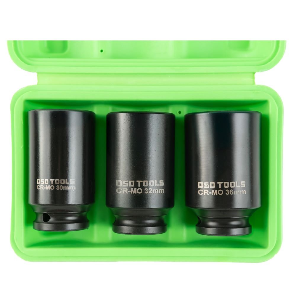 DSD TOOLS 3PC 1/2" DR 12PT DEEP IMPACT HUB NUT SOCKETS DS1147 image 2