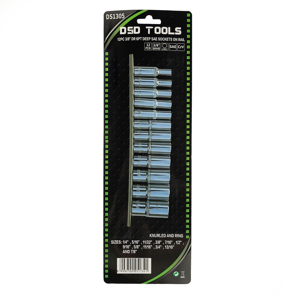 DSD TOOLS 12PC 3/8" DR 6PT DEEP SAE SOCKETS ON RAIL  DS1305 image 2