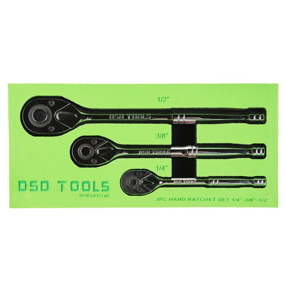 DSD TOOLS 3PC HAND RATCHET SET 1/4" - 3/8" - 1/2" DS1084 image 2