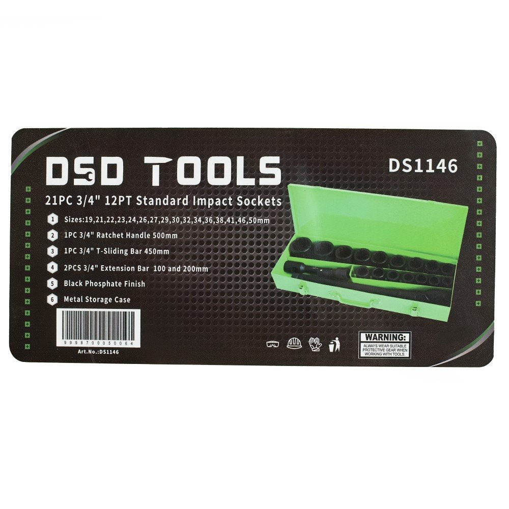 DSD TOOLS 21 PC 3/4" 12PT STANDARD IMPACT SOCKETS DS1146 image 4