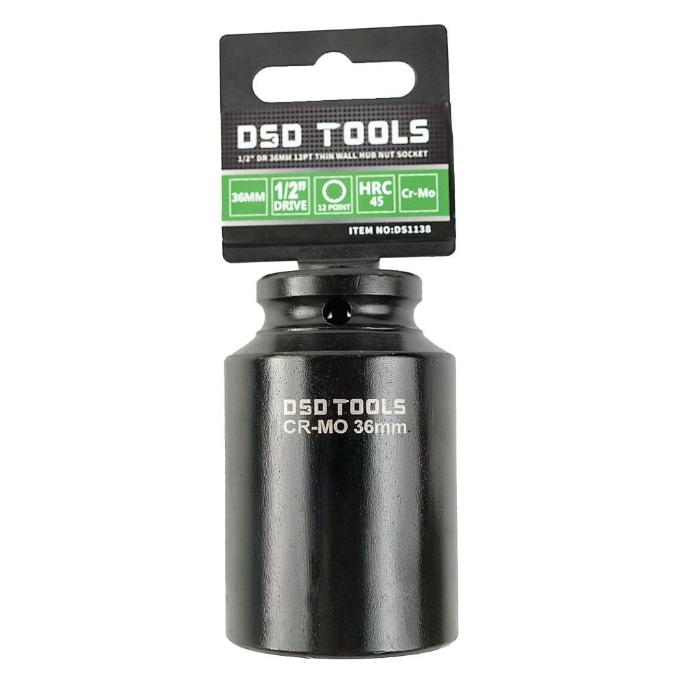 DSD TOOLS 1/2" DR 36MM 12PT THIN WALL HUB NUT SOCKET DS1138 image 0