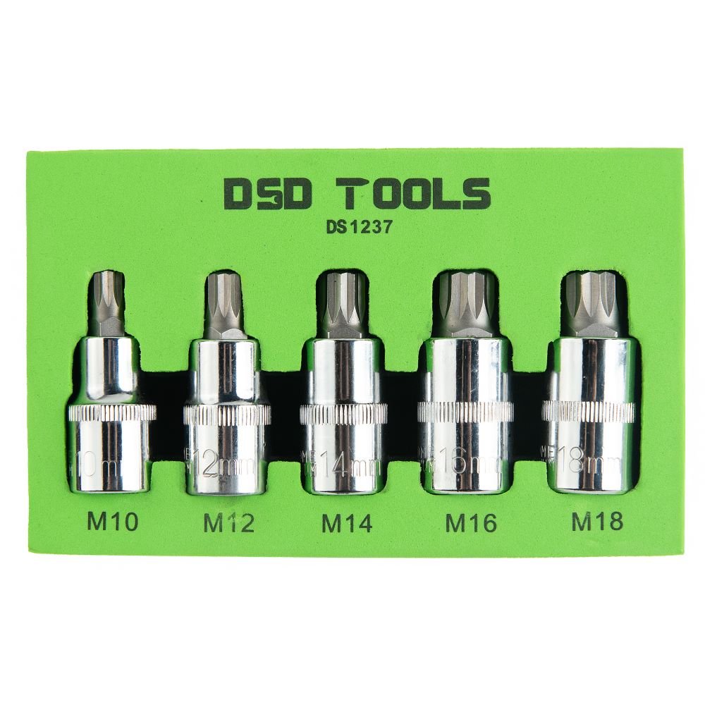 DSD TOOLS 5PC 1/2" DR TRIPLE SQUARE BIT SOCKET SET DS1237 image 0