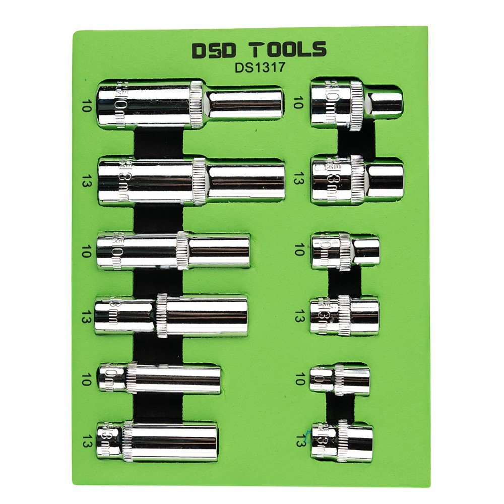 DSD TOOLS 12PC 10MM + 13MM SOCKETS MIXED DRIVES DEEP &  SHALLOW DS1317 image 0