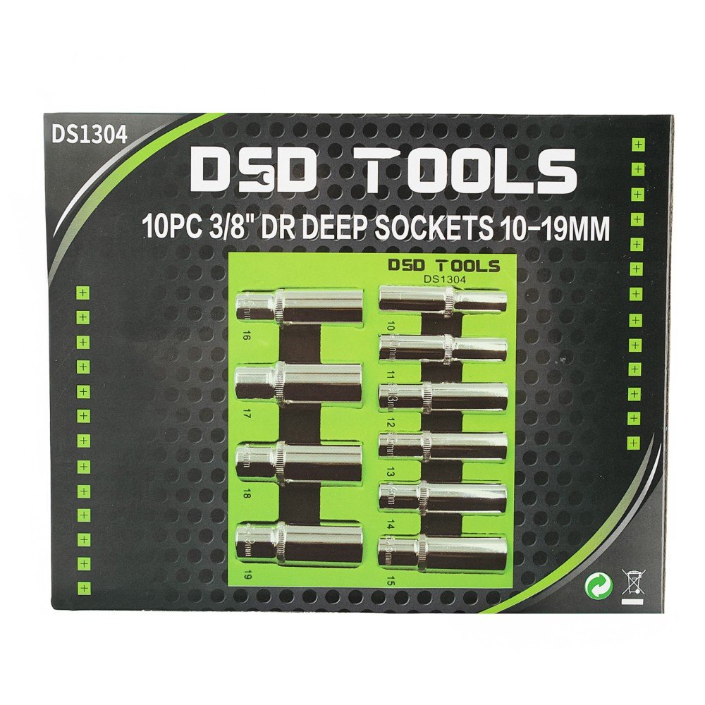 DSD TOOLS 10PC 3/8" DR DEEP SOCKETS 10-19MM DS1304 image 1