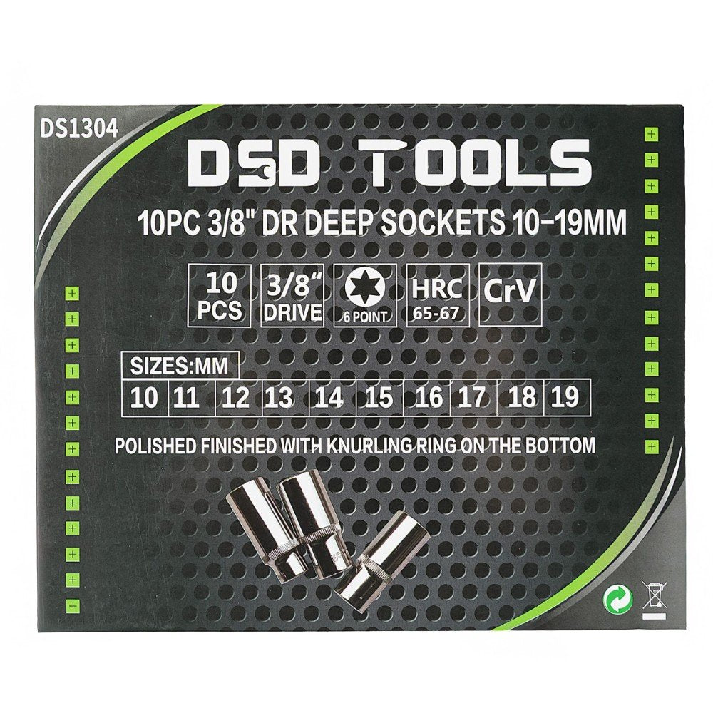 DSD TOOLS 10PC 3/8" DR DEEP SOCKETS 10-19MM DS1304 image 2