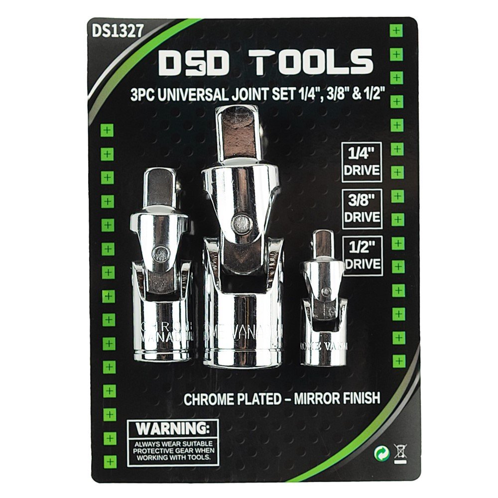 DSD TOOLS 3PC UNIVERSAL JOINT SET 1/4", 3/8" & 1/2" DS1327 image 1