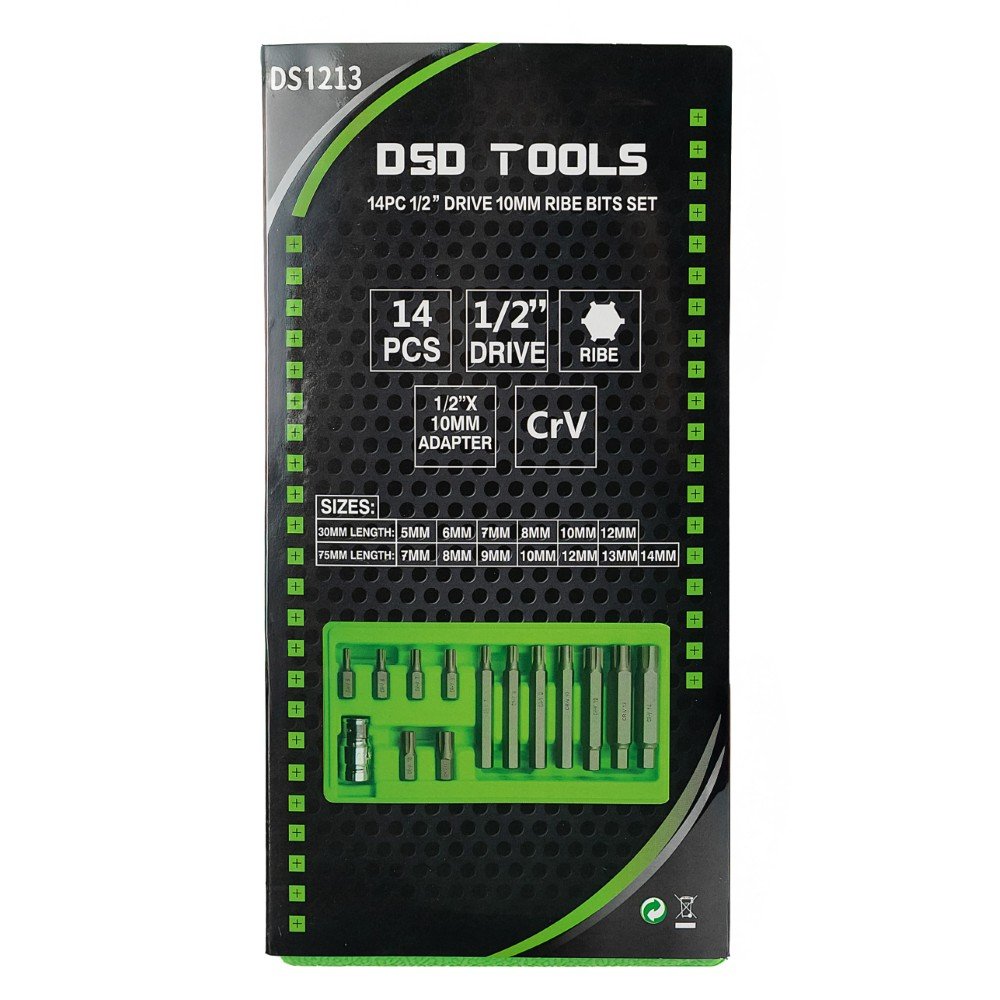 DSD TOOLS 14PC 1/2" DRIVE 10MM RIBE BITS SET  DS1213 image 4