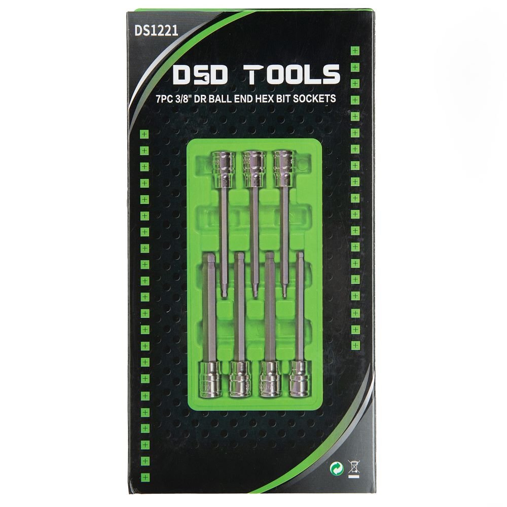 DSD TOOLS 7PC 3/8" DR BALL END HEX BIT SOCKETS DS1221 image 4