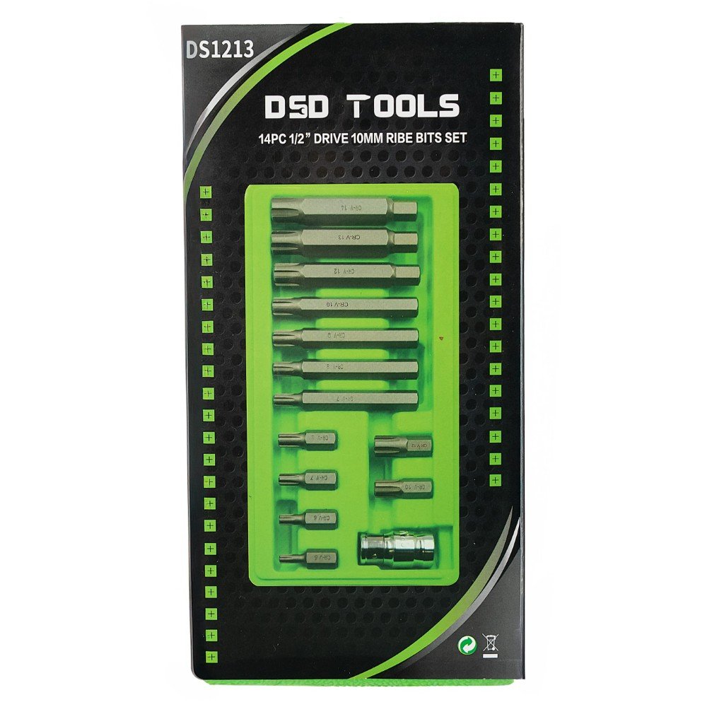 DSD TOOLS 14PC 1/2" DRIVE 10MM RIBE BITS SET  DS1213 image 3