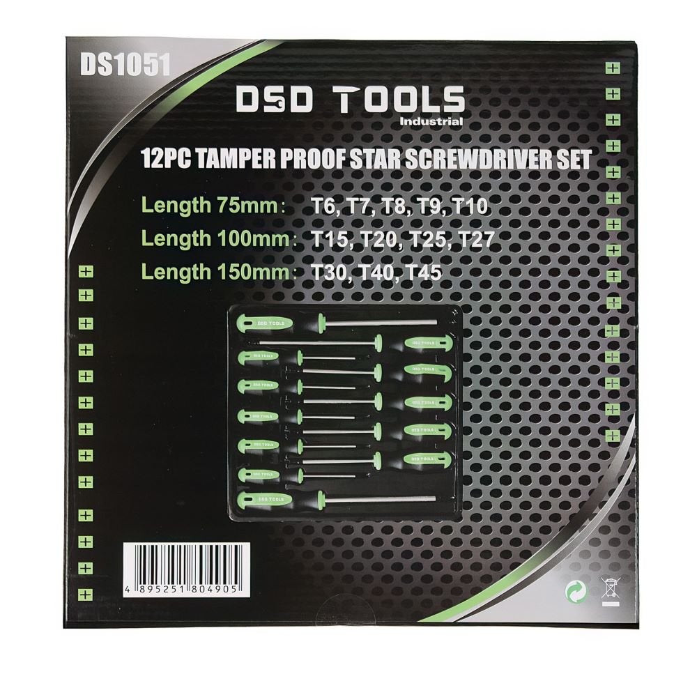 DSD TOOLS 12PC TAMPER PROOF STAR SCREWDRIVER SET DS1051 image 2