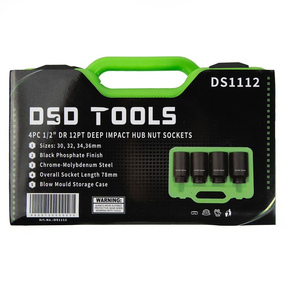 DSD TOOLS 4PC 1/2" DR 12PT DEEP IMPACT HUB NUT SOCKETS DS1112 image 4