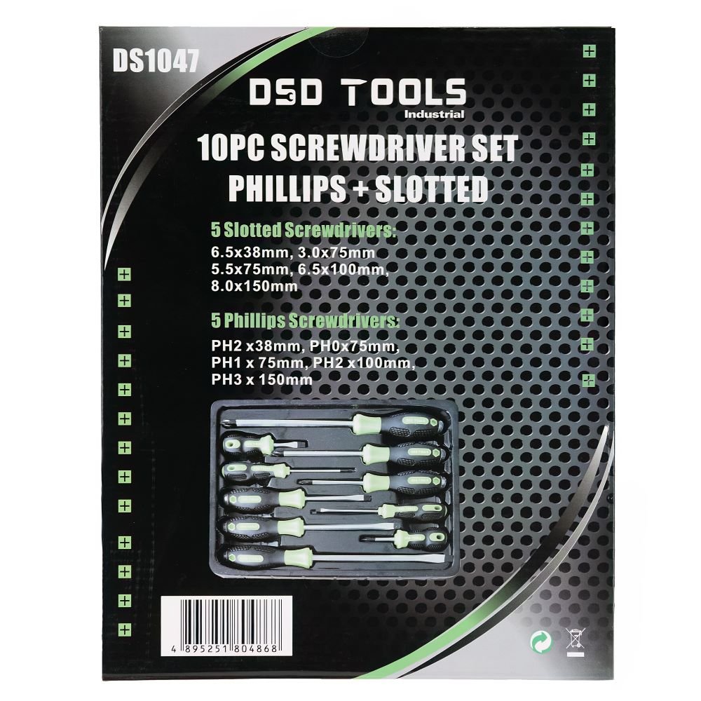 DSD TOOLS 10PC SCREWDRIVER SET POZI + SLOTTED DS1047 image 2