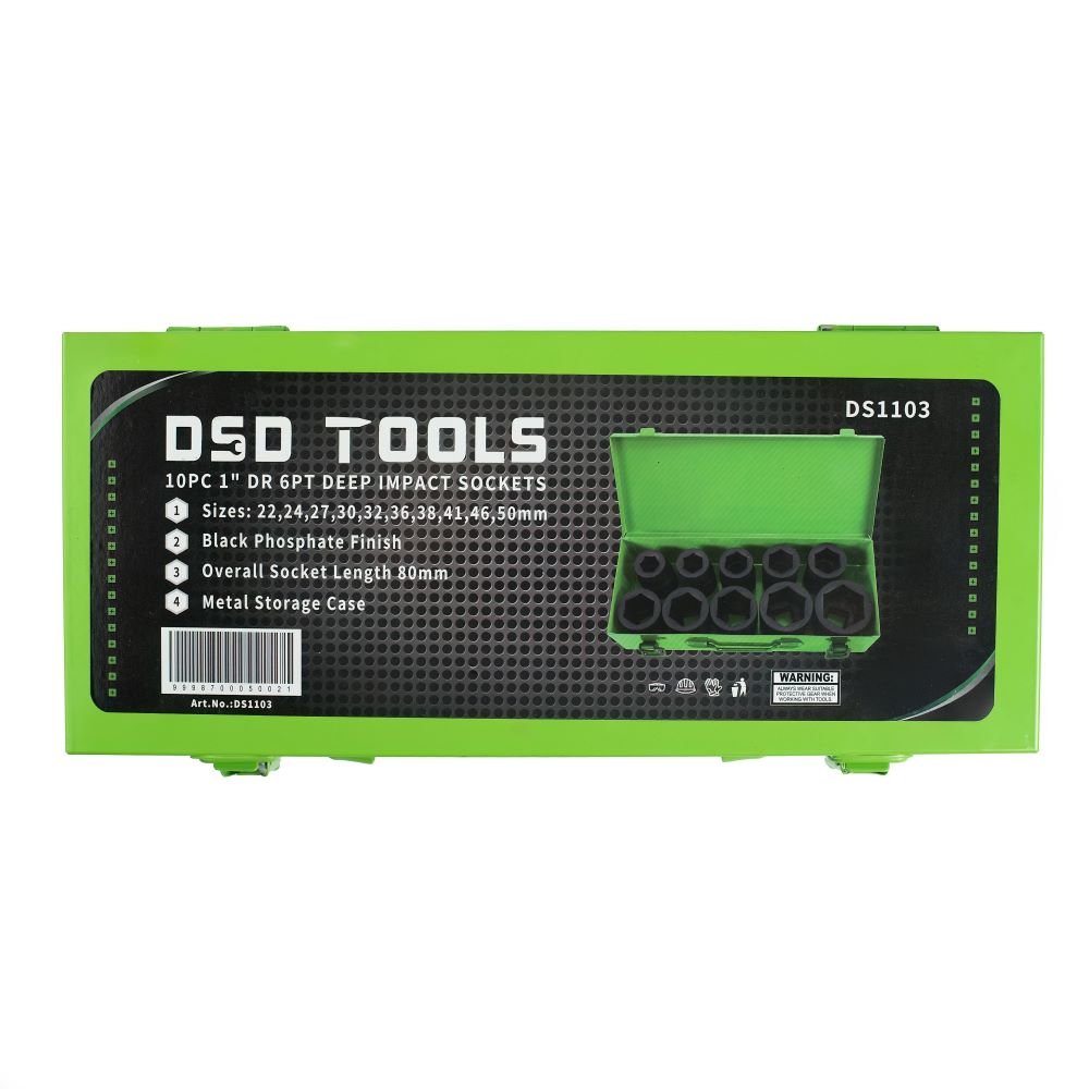DSD TOOLS 10PC 1" DR 6PT DEEP IMPACT SOCKETS DS1103 image 2