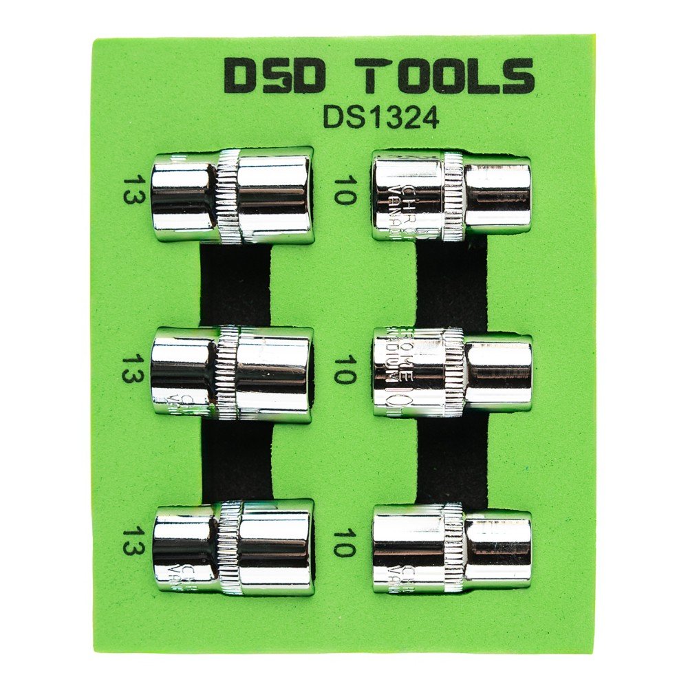 DSD TOOLS 6PC 3/8" DR 10MM + 13MM 6PT SHALLOW SOCKETS  DS1324 image 0