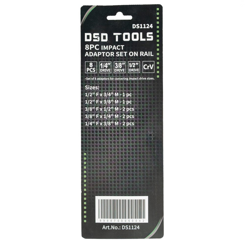 DSD TOOLS 8PCS IMPACT ADAPTOR SET ON RAIL DS1124 image 2