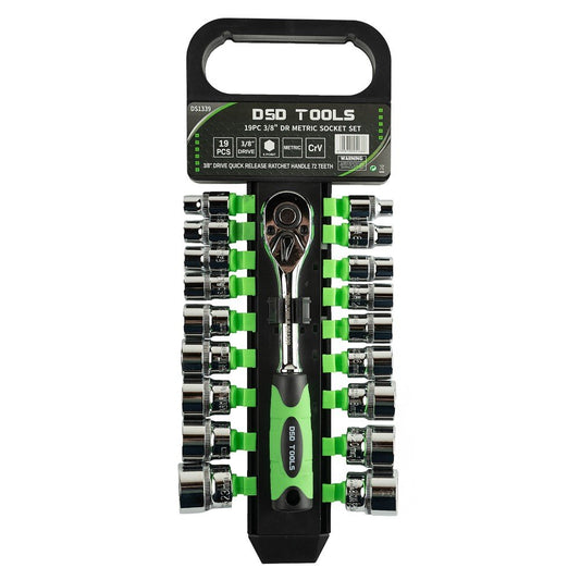 DSD TOOLS 19PC 3/8" DR SOCKET SET METRIC 6-24MM 6PT DS1339 image 0