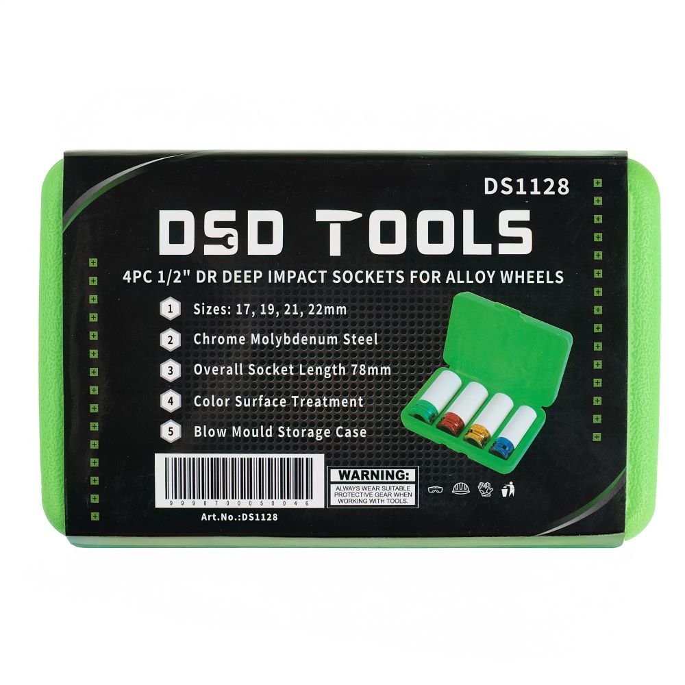 DSD TOOLS 4PC 1/2" DR DEEP IMPACT SOCKETS FOR ALLOY WHEELS DS1128 image 4