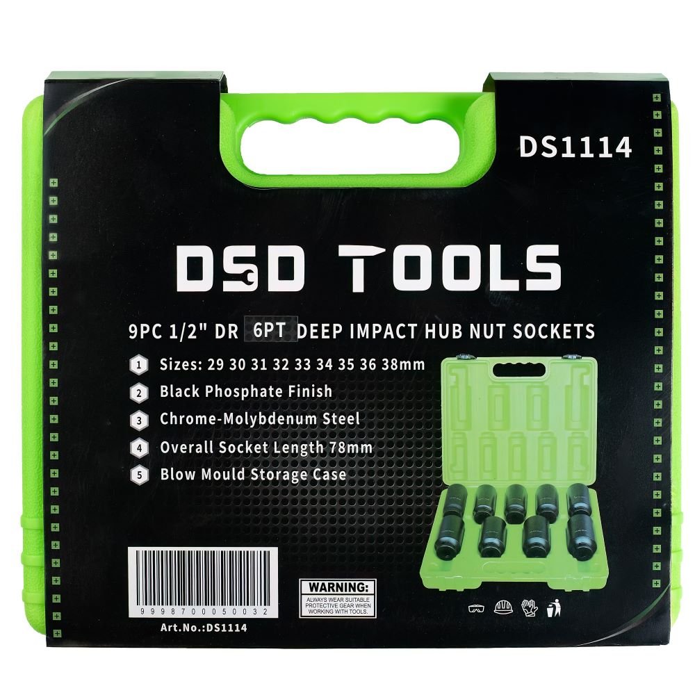 DSD TOOLS 9PC 1/2" DR 6PT DEEP IMPACT HUB NUT SOCKETS DS1114 image 4