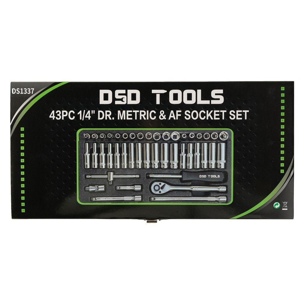 DSD TOOLS 43PC 1/4" DR. METRIC & AF SOCKET SET DS1337 image 3