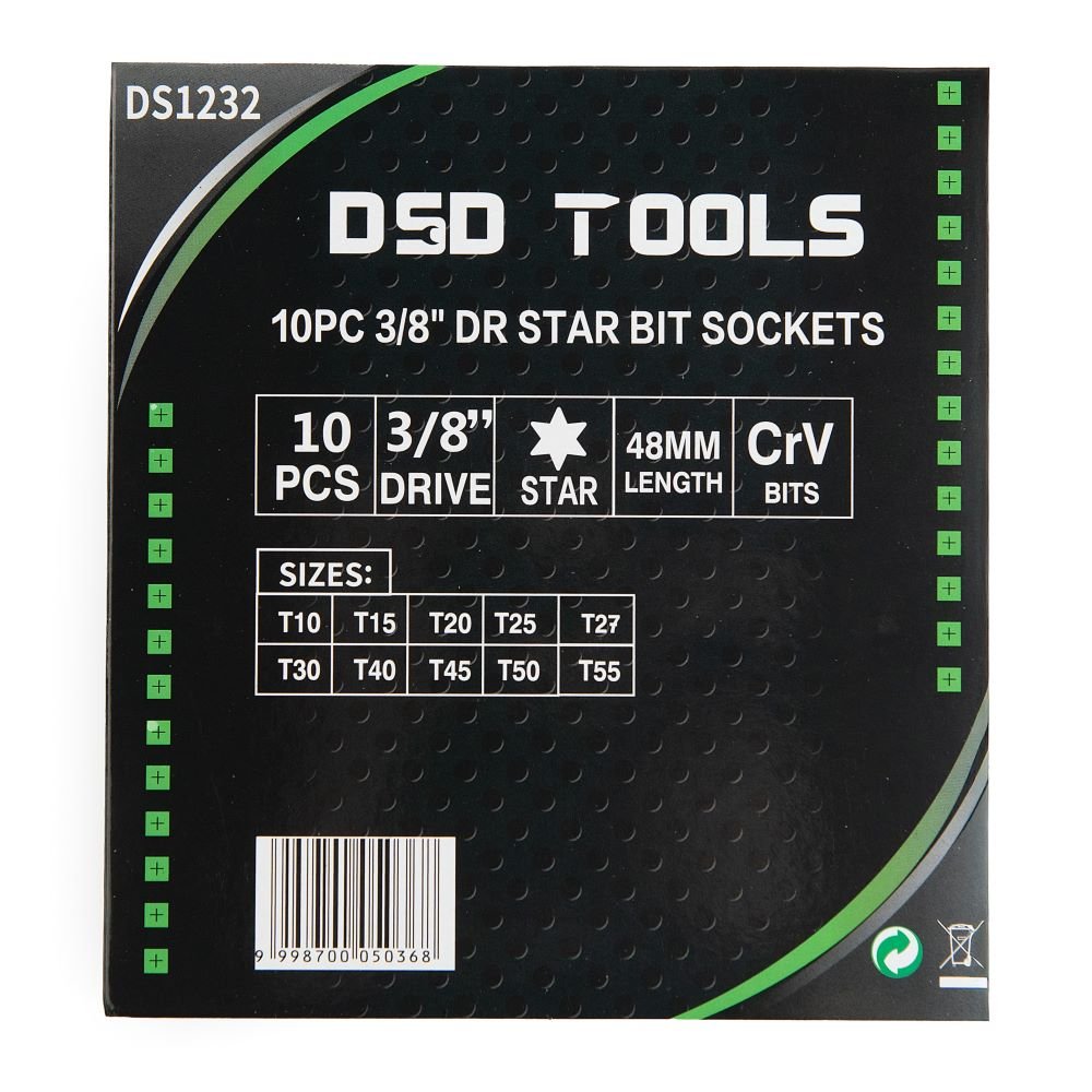 DSD TOOLS 10PC 3/8" DR STAR BIT SOCKETS DS1232 image 2