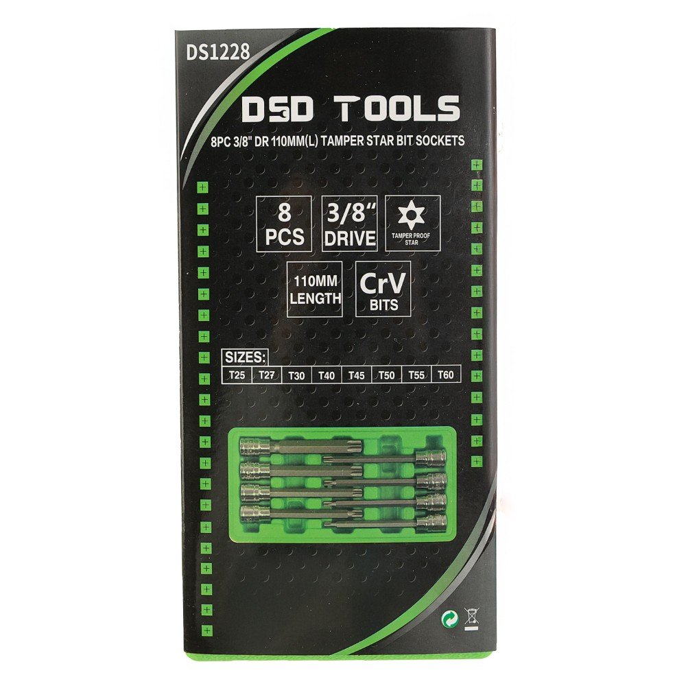 DSD TOOLS 8PC 3/8" DR 110MM(L) TAMPER STAR BIT SOCKETS DS1228 image 4