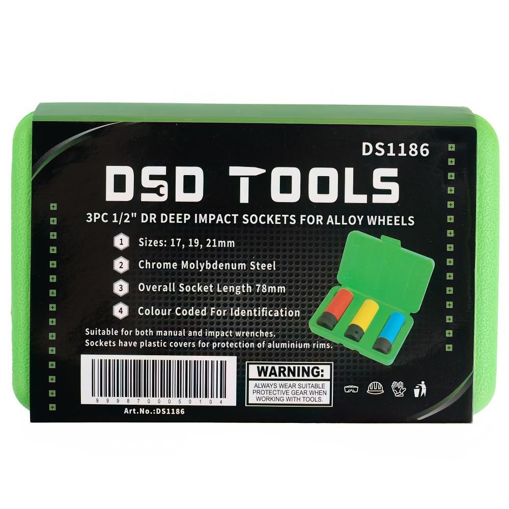 DSD TOOLS 3PC 1/2" DR DEEP IMPACT SOCKETS FOR ALLOY WHEELS DS1186 image 4