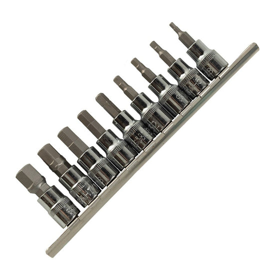 DSD TOOLS 9PC 3/8" DR SAE HEX BIT SOCKETS ON RAIL DS1225 image 0