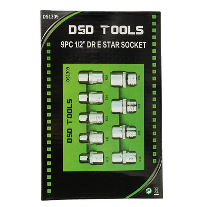 DSD TOOLS 9PC 1/2" DR E TORX SOCKET SET DS1309 image 1