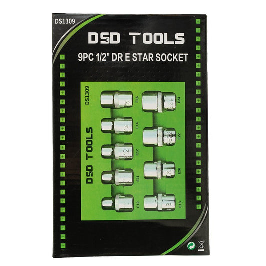 DSD TOOLS 9PC 1/2" DR E TORX SOCKET SET DS1309 image 1