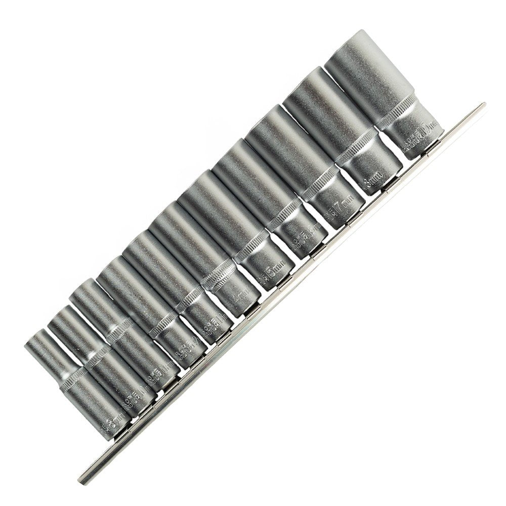 DSD TOOLS 11PC 3/8" DR 6PT DEEP SOCKETS 8 - 19MM ON RAIL DS1311 image 0