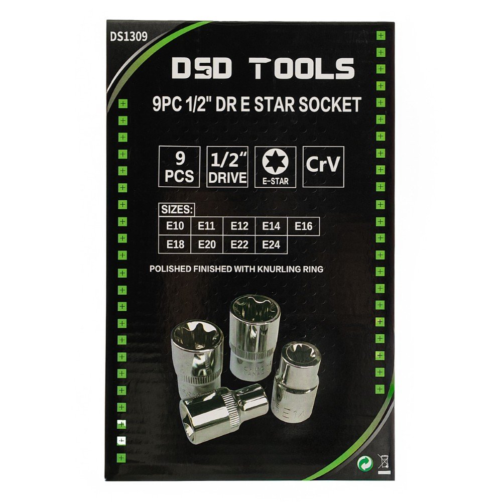 DSD TOOLS 9PC 1/2" DR E TORX SOCKET SET DS1309 image 2