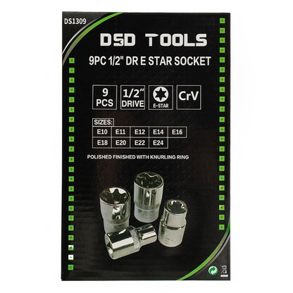 DSD TOOLS 9PC 1/2" DR E TORX SOCKET SET DS1309 image 2