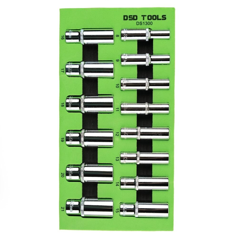 DSD TOOLS 14PC 3/8" DR DEEP SOCKETS 8-21MM DS1300 image 0