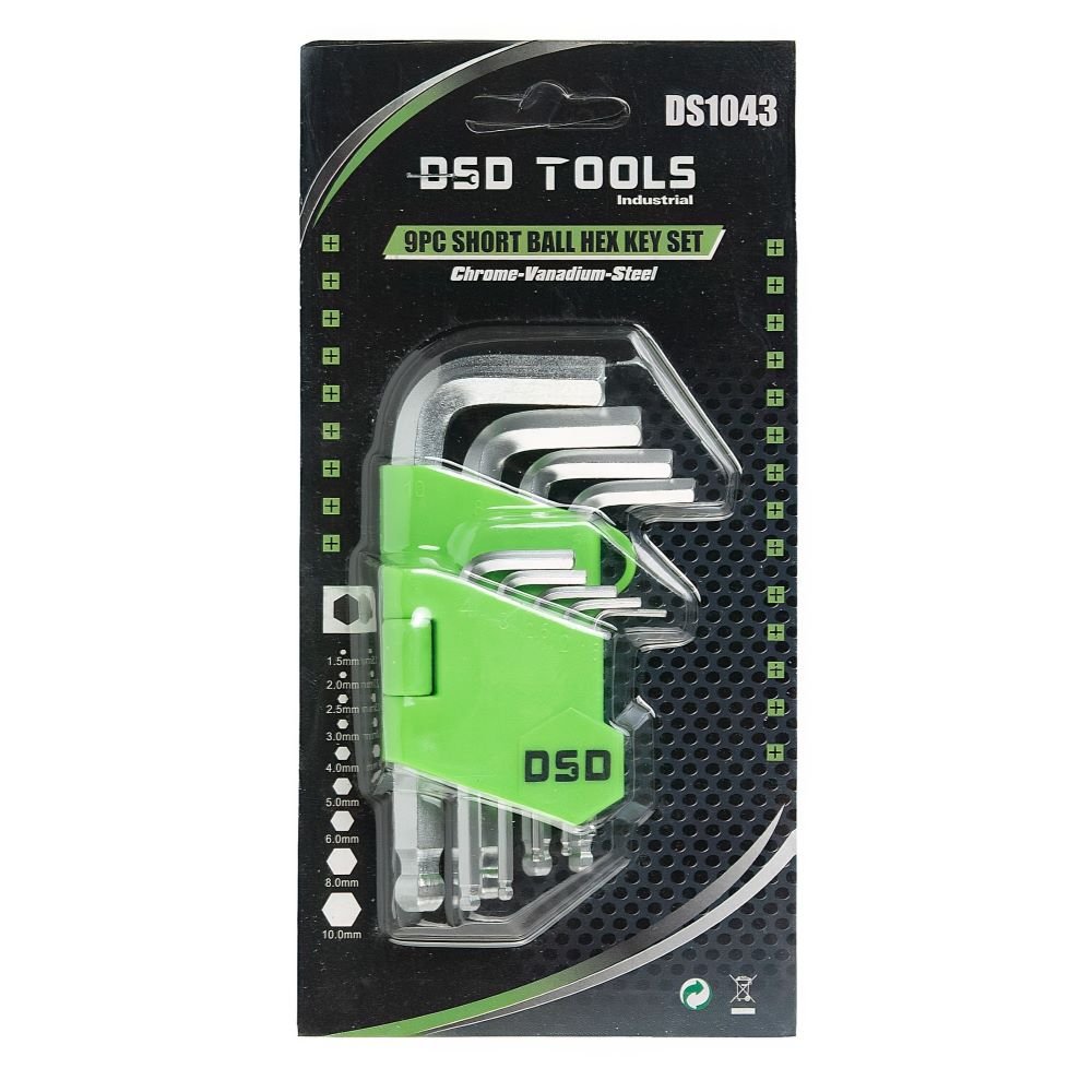 DSD TOOLS 9PC SHORT BALL HEX KEY SET DS1043 image 1