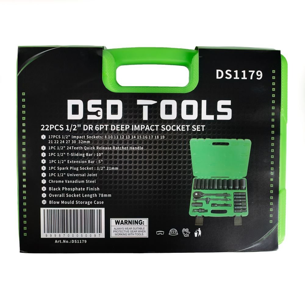 DSD TOOLS 22PC 1/2" DR 6PT DEEP IMPACT SOCKET SET DS1179 image 4