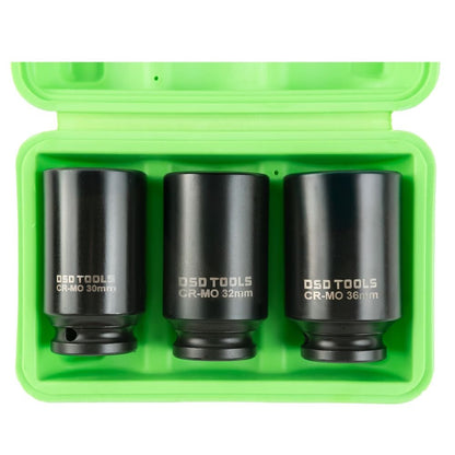 DSD TOOLS 3PC 1/2" DR 12PT DEEP IMPACT HUB NUT SOCKETS DS1147 image 2