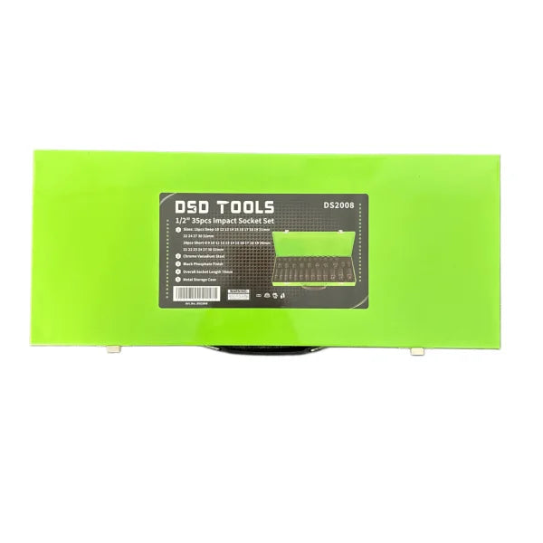 35PC 1/2″ DR 6 PT IMPACT SOCKET SET IN METAL CASE