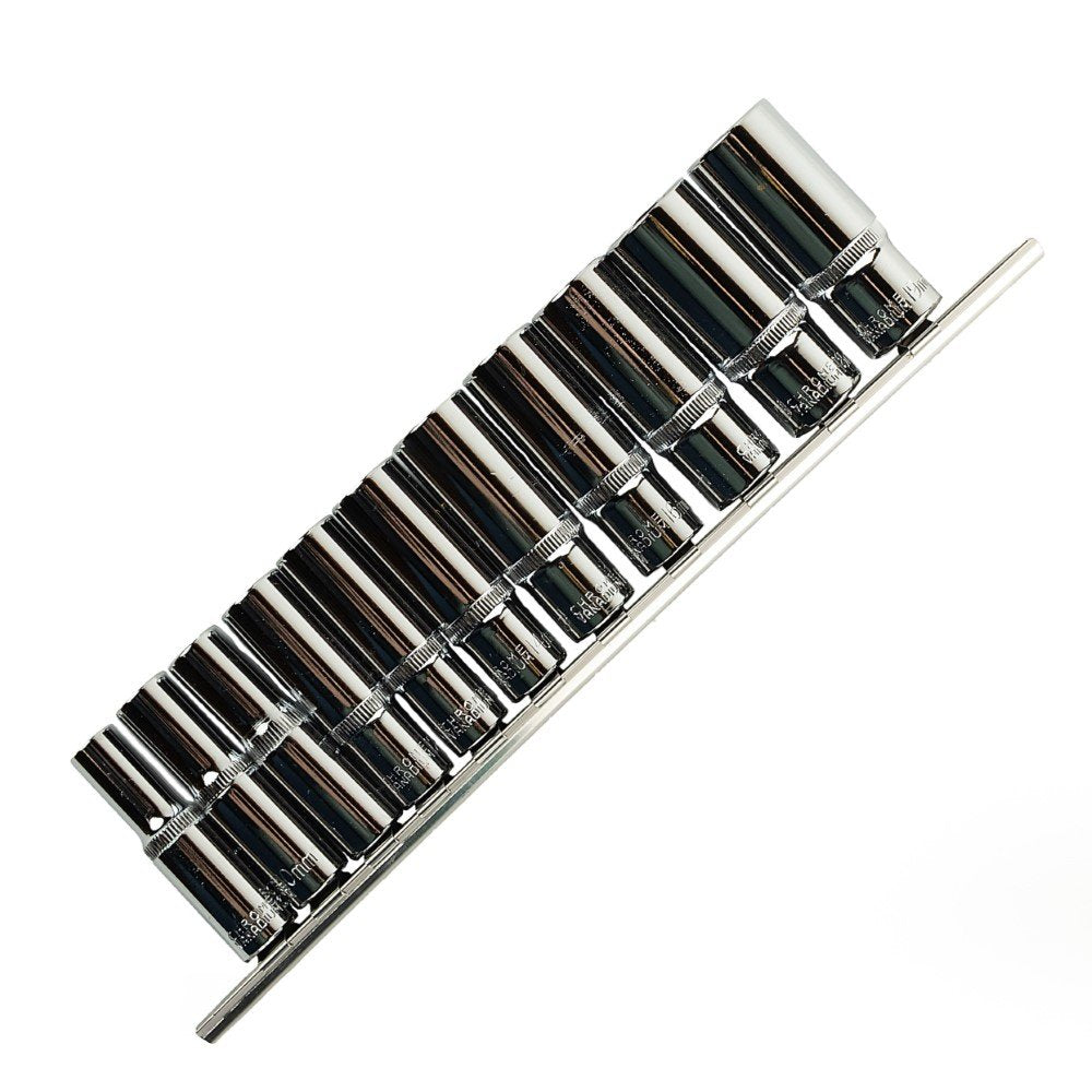 DSD TOOLS 11PC 3/8" DR 6PT DEEP SOCKETS 8 - 19MM ON RAIL DS1301 image 0