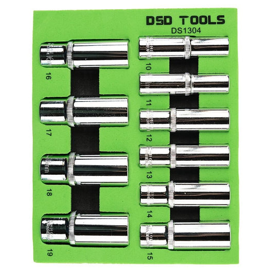 DSD TOOLS 10PC 3/8" DR DEEP SOCKETS 10-19MM DS1304 image 0