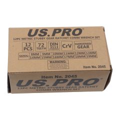 USPRO 12 PC METRIC STUBBY GEAR RATCHET COMBI WRENCH SET