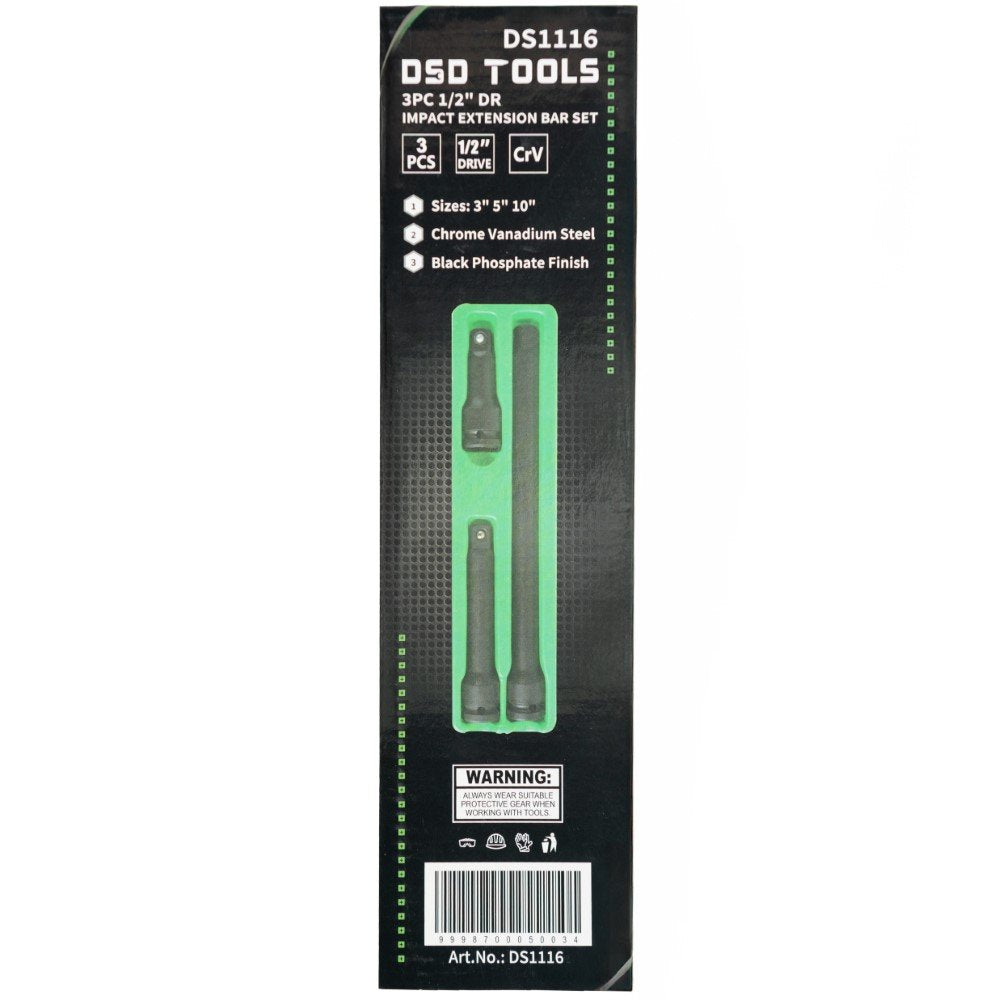 DSD TOOLS 3PC 1/2 DR IMPACT EXTENSION BAR SET DS1116 image 2