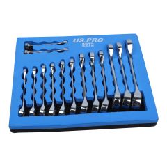 USPRO 14PC STUBBY METRIC COMBINATION SPANNERS - FOAM TRAY