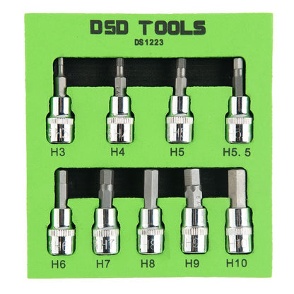 DSD TOOLS 9PC 3/8" DR HEX BIT SOCKETS 48MM DS1223 image 0