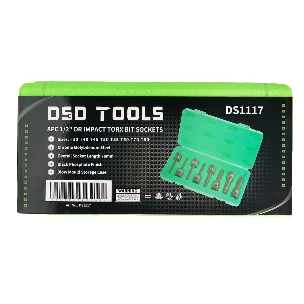 DSD TOOLS 8PC 1/2" DR IMPACT TORX BIT SOCKETS DS1117 image 4