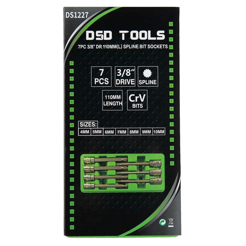 DSD TOOLS 7PC 3/8" DR 110MM(L) SPLINE BIT SOCKETS DS1227 image 5