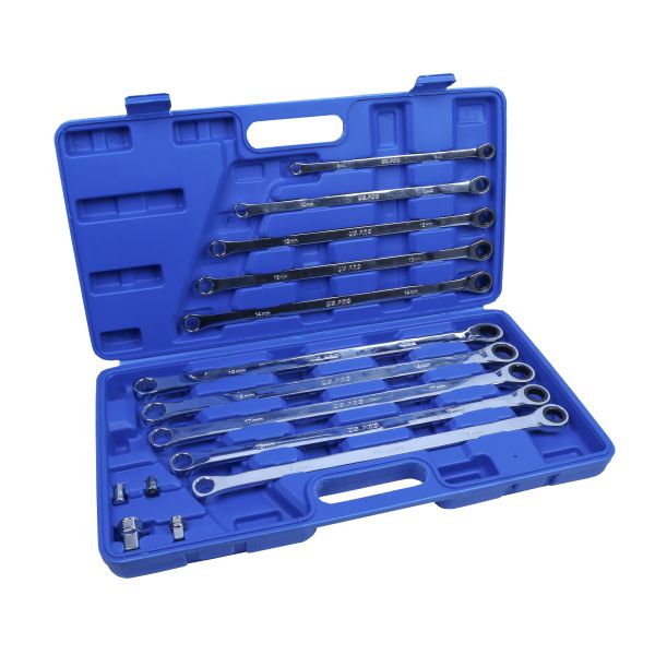 10PC EXTRA LONG DOUBLE RING SINGLE GEAR RATCHET SET