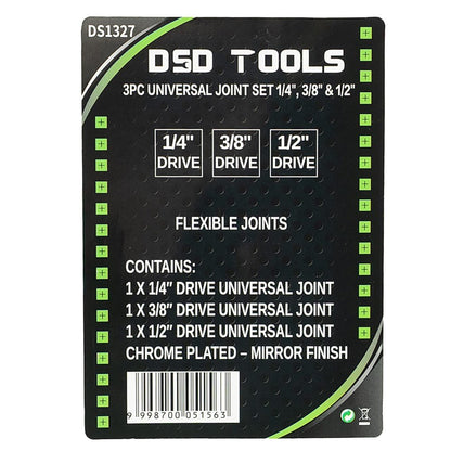 DSD TOOLS 3PC UNIVERSAL JOINT SET 1/4", 3/8" &amp; 1/2" DS1327 image 2