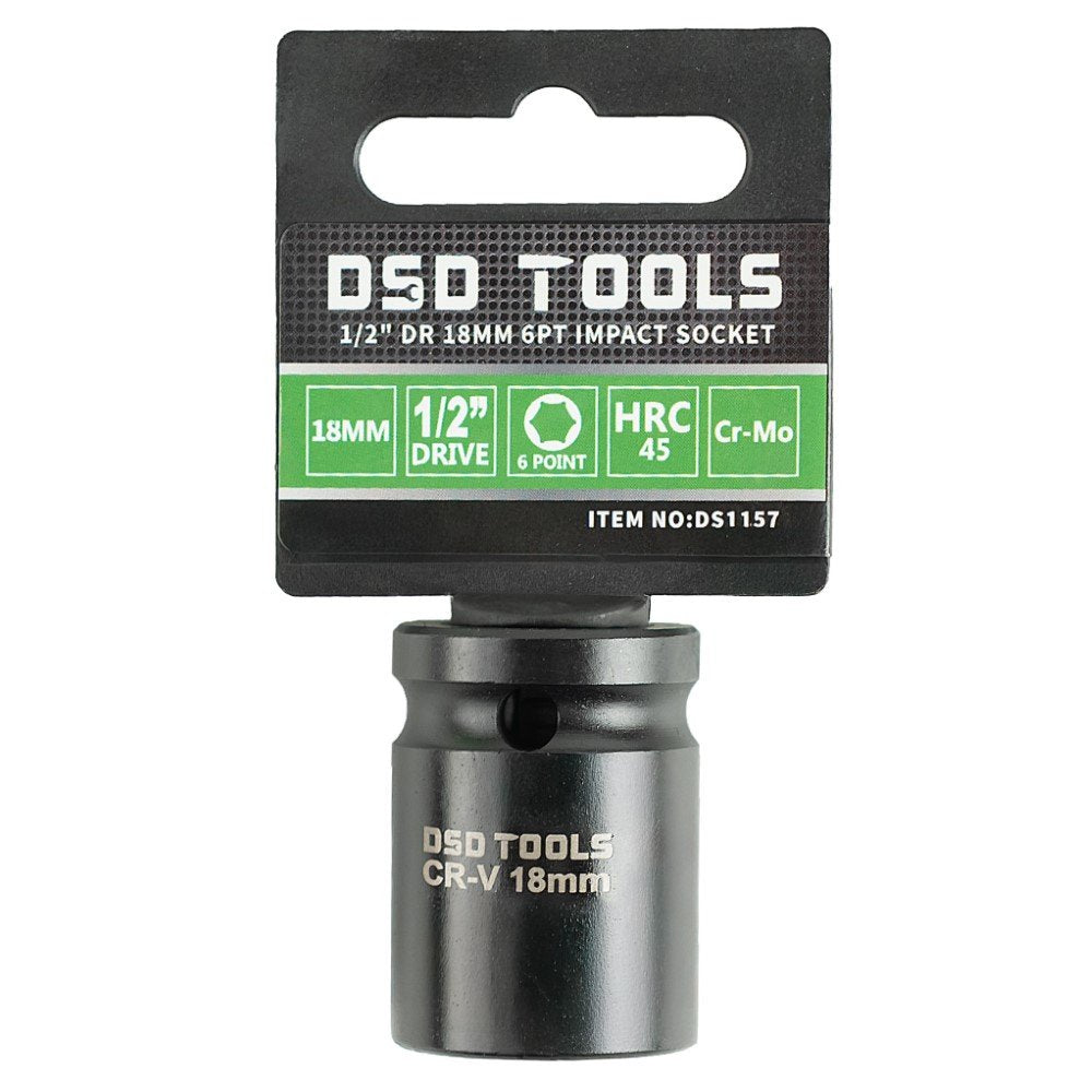 DSD TOOLS 1/2 DR 18MM 6PT IMPACT SOCKET EURO STYLE DS1157 image 0